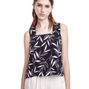 NWOT Ann Taylor Double-Lined Black/White Leaf Pattern Tank Top - Small
